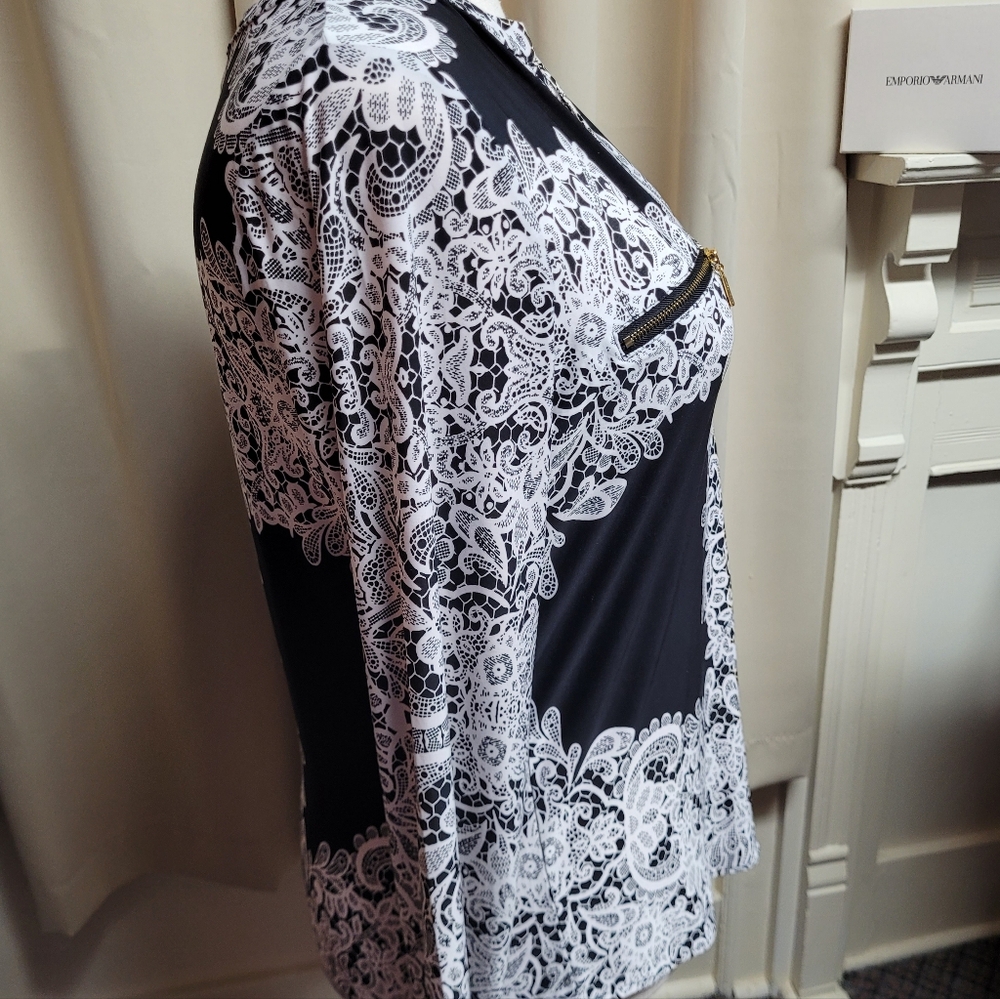I.N.C. International Concepts Black & White (Lace Print) Top XL - Picture 5 of 8